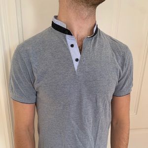 Zara Gray/Navy Polo T-shirt sz M